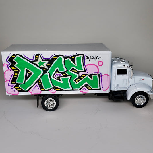 Custom Graffiti Box Truck – Hand-Painted Diecast Truck – Marker Holder