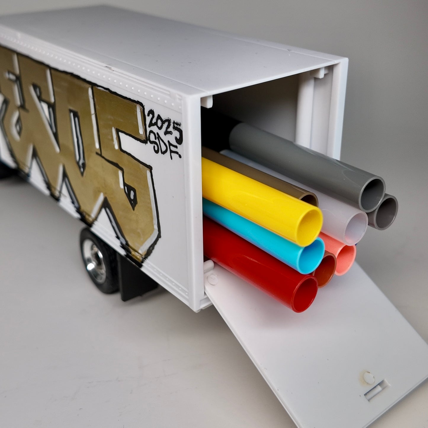 Custom Graffiti Box Truck – Hand-Painted Diecast Truck – Marker Holder
