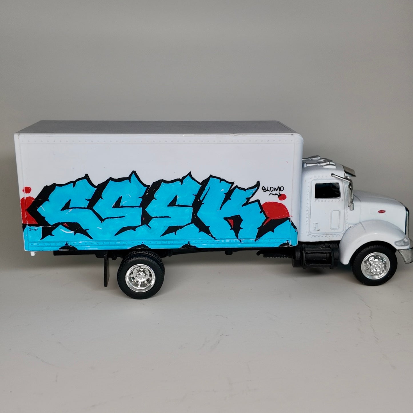 Custom Graffiti Box Truck – Hand-Painted Diecast Truck – Marker Holder