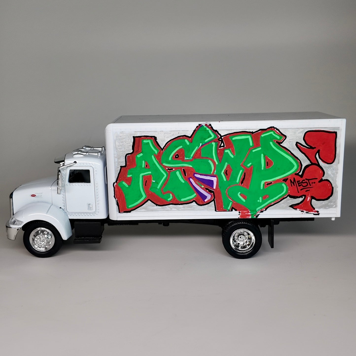 Custom Graffiti Box Truck – Hand-Painted Diecast Truck – Marker Holder